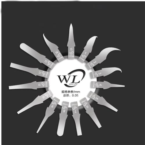 WL 15 In 1 CPU IC Edge Glue Remover Knife Ultra-Thin 0.05mm Blade Motherboard BGA Chip Glue Cleaning Scraping Pry Knife