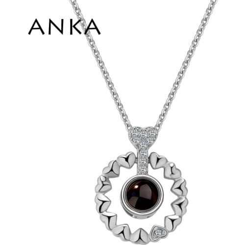ANKA Memory Of Love Heart Pendant Necklace With AAA Cubic Zirconia Projection Necklace For Love Gift Womens Jewelry #133432