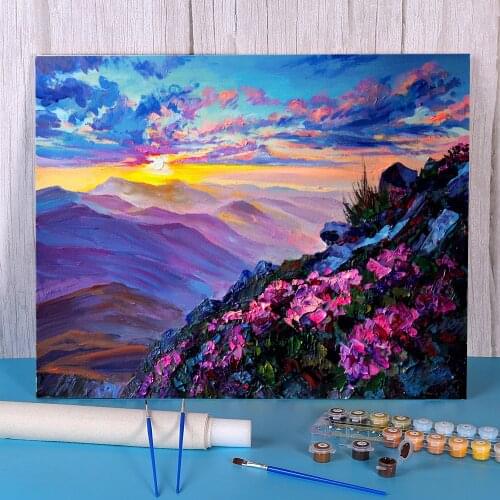 Landscape The Sun Goes Down Coloring By Numbers Painting Complete Kit Oil Paints 50*70 Oil Painting New Design Wholesale