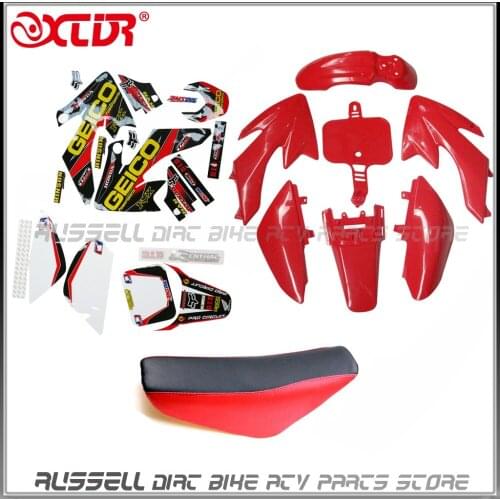 Plastics Fender Stickers Foam Seat Kit For Honda CRF50 110cc 125cc Pit Dirt Bike Red