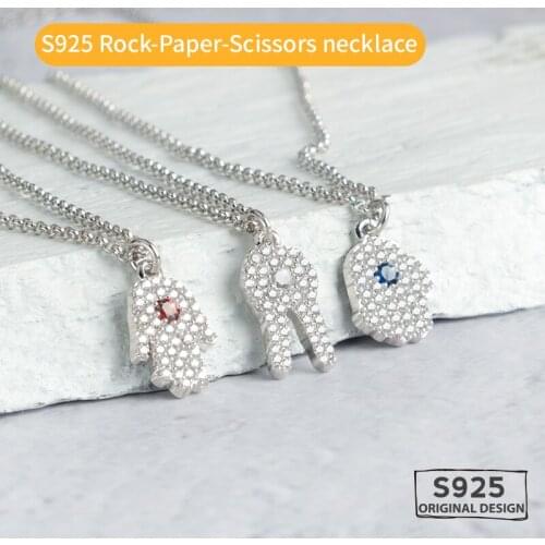 Rock Paper Scissor necklace the sterling silver pendant for women