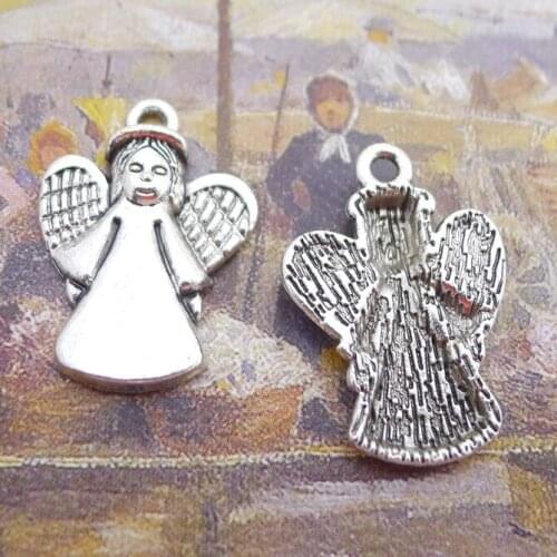 10 PCS/Lot 17mm*25mm Pendant Antique Silver Color Angel Charms For DIY Jewelry Making DIY