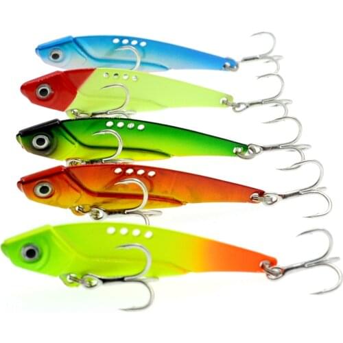 5PCS Fish Minnow Rattlin fishing Metal Vibe Vib Lure Fly Swing hook lure baits 12g