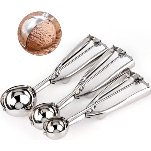 Stainless steelIce Cream Scoop Moldes De Silicone Spring Handle Scoop Kitchen Accessories