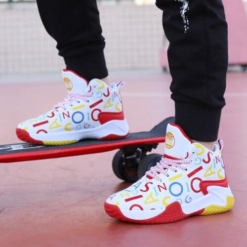 High Quality Boy Brand Thick Sole Leather Kids Sneakers Boys Basketball Shoes Children Sport Shoes Boy Basket Ball Trainer Shoes