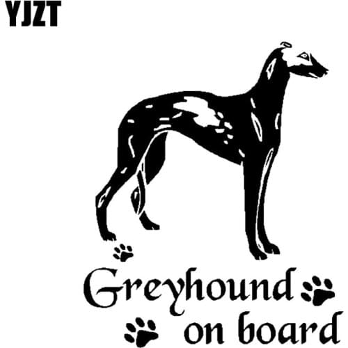 YJZT 15.4CM*17.8CM Greyhound On Board Sticker Vinyl Decal Car Dog Print Black/Silver C10-00541