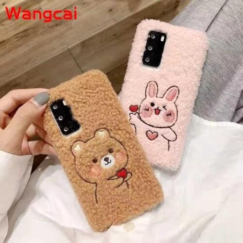 For Samsung Galaxy S21 20 FE S21 S20 Ultra Plus A71 A51 M31 A21S A31 A11 M11 A41 M30S M21 Cute Rabbit Bear Plush Protection Case
