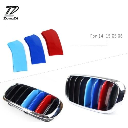 ZD 3pc ABS 3D Car Front Grille Trim Strips Cover Motorsport Stickers For BMW X5 E70 F16 F10 F30 X6 F15 M Performance Accessories
