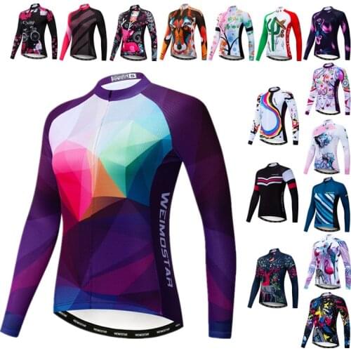 Weimostar 2021 Women Cycling Jersey Long Sleeve Pro Team Bike Jersey Top Autumn Mountain Bicycle Clothes Racing Sport Cycle Wear