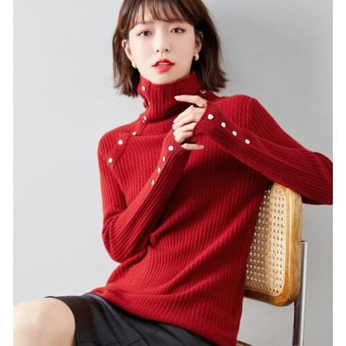 Turtleneck Woman Sweaters Autumn Winter 2021 Fashion Pullovers Long Sleeve Knitted Korean Tops Loose Jumpers