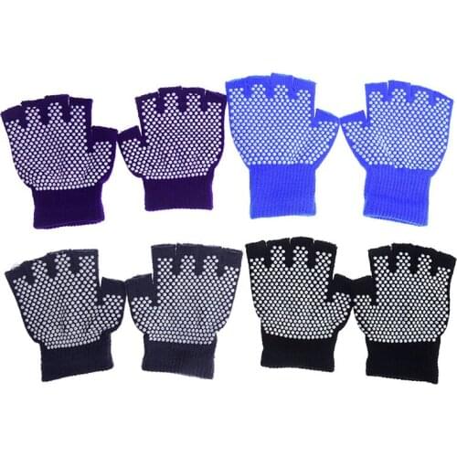 1Pair Unisex Sports Gloves Anti Slip Fingerless Gloves Grip Sticky For Yoga /Pilates Balance Warm Workout Fitness Exposed Gloves