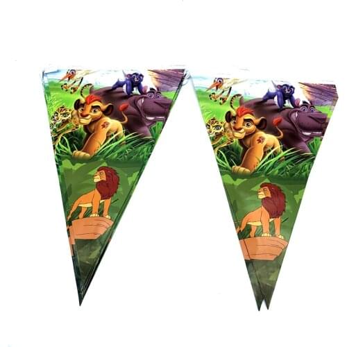 10pcs Lion Guard Party Banners For Kids Birthday Party Decoration Cartoon Lion King Theme Baby Shower Paper Flag Party Supplies