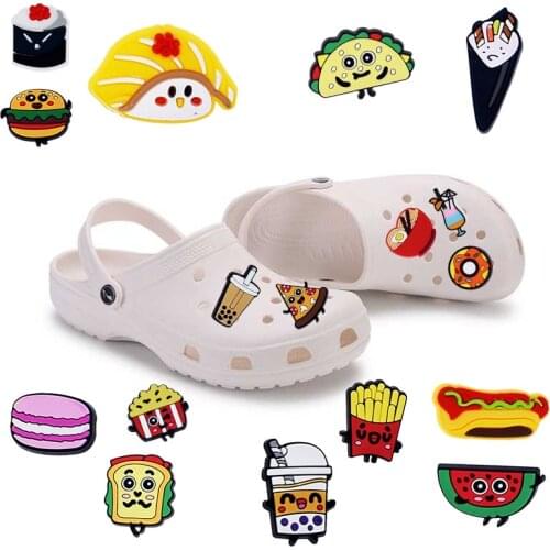 10PCS High Imitation Food Cabochon Soft Pvc Shoe Charms Sushi/Milk tea/Pizza/Donuts Fit Crco Shoe Wristband Accessory DIY Gifts