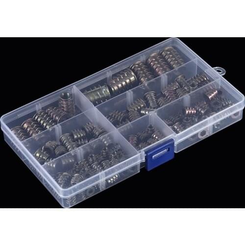 100pcs/set M4 M5 M6 M8 M10 Threaded Hex Drive Inserts Wood Screw Inserts Nut Durable Knurled Thread Inserts Nuts