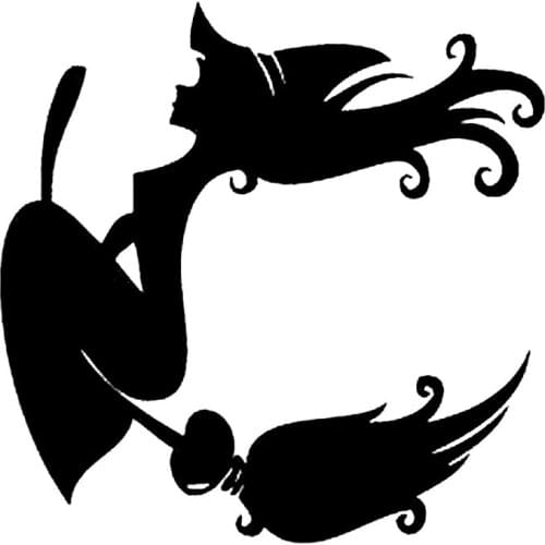 15cm*15cm Cartoon Funny Witch Hag Beldam Vinyl Car-styling Decal Car Sticker Black/Silver S6-3992