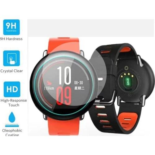 2pcs 9H Hardness Anti Shatter Tempered Glass Screen Protector Film For Xiaomi Huami Amazfit Sports SMART watch cases Cover