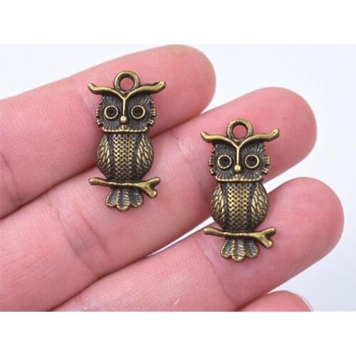 26*14mm 15pcs Antique Bronze and Silver Plated Owl Charms Pendant For DIY Necklace Bracelet Jewelry Accessories