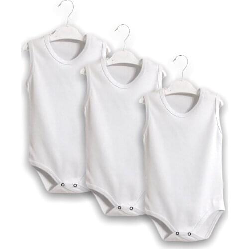 Baby Bodysuits Sleeveless 3-Pack White Color 100 Cotton Baby Body Soft Fabric Hanging The Badia Girl Baby male Baby