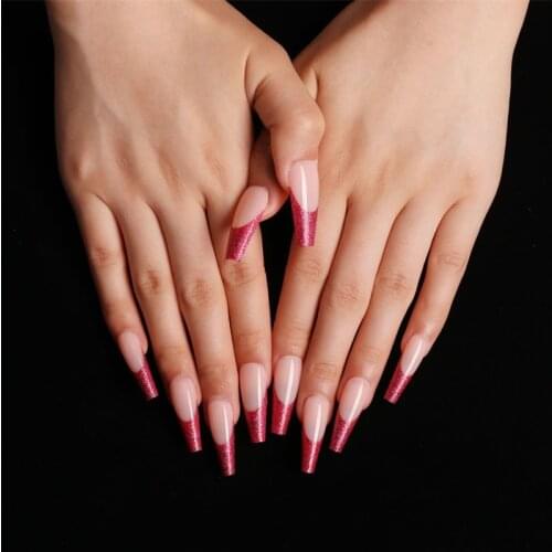Acrylic Capsule false nail reusable with adhesive Patch nails female Coffin Press On Long SM14201133