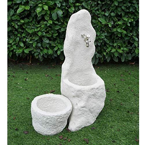 Bonfante drinking fountain in stone veneer Minneapolis gray-white (accessories brass Chrome)