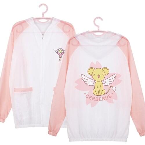 Anime Card Captor SAKURA CERBERUS Cosplay Sunscreen Shirt Sun Protection Men Women Summer Daily Travel Sun-protective Clothing