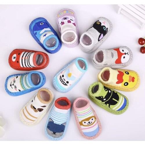 Baby Shoes Children Infant Cartoon Socks Leather Sole Non-Slip Thick Towel Gift Kids Indoor Floor 3-24M