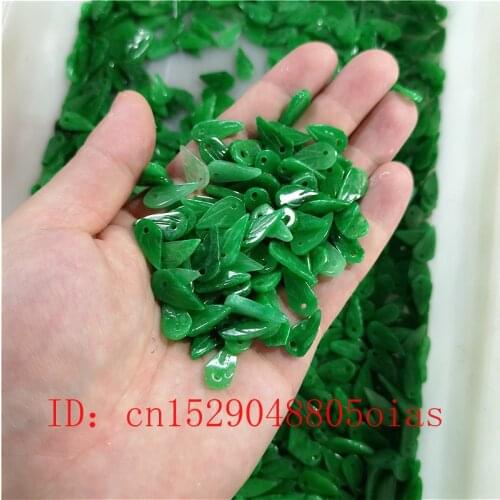 DIY Natural Green Jade Beads Jadeite Leaf Pendant Emerald Jewelry Fashion Charm Accessories
