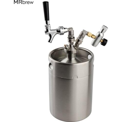 Hot New Home Brewing 5L Mini Beer Keg Growler + Mini Tap Dispenser with Draft beer Faucet + Co2 keg charger kit