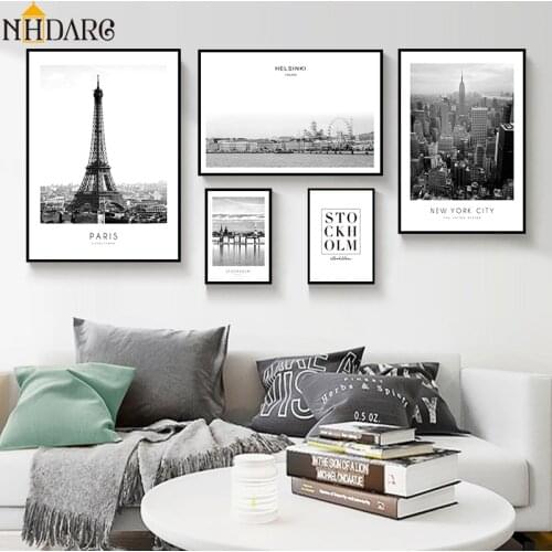 Nordic Stockholm Paris Helsinki New York City Landscape Canvas Print Painting Poster Wall Pictures for Living Room Home Decor