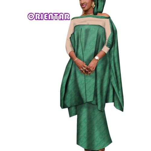 2 Pieces Set African Outfits for Women Casual African Prints Blouse and Skirts Lady African Clothes for Women Bazin Riche WY7946
