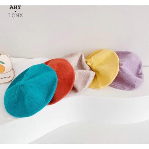Fashion Baby Knitted Beret Hat Solid Color Childrens Warm Hats Autumn Winter kids hats For baby Girls Kids Bonnet Accessories