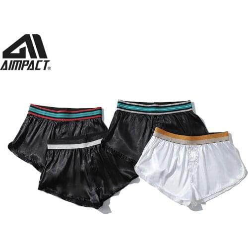 AIMPACT Men French Terry Shorts Polyester Solid Casual Sleepwear Homewear Sexy Shorts AM2356