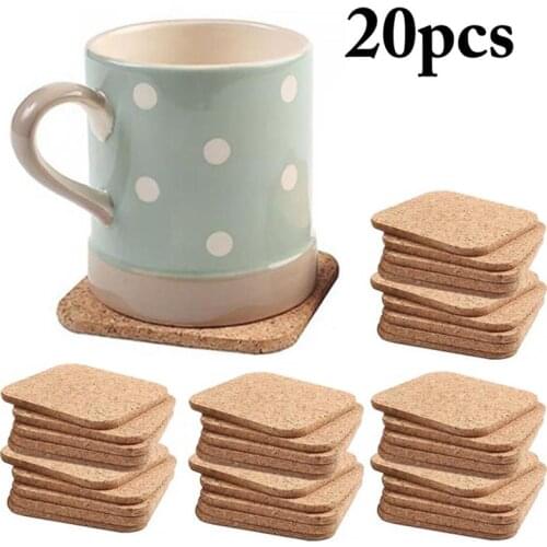 5/10/20pcs Square Shape Plain Cork Coasters Wine Drink Coffee Tea Cup Mat Table Household Office Mat Non-Slip Tableware