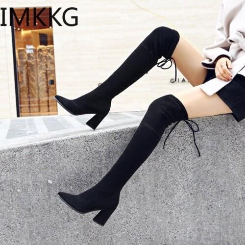 New Shoes Women Boots Black Over the Knee Boots Sexy Female Autumn Winter lady Thigh High Boots Q00276