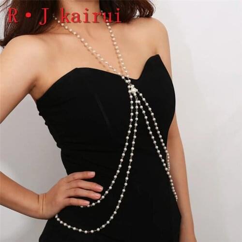 New RJPE18 Fashion Women Handmade Imitation Pearls Necklace Chains White Plastic Pearls Top Costume Pearls Jewelry 2 Colors