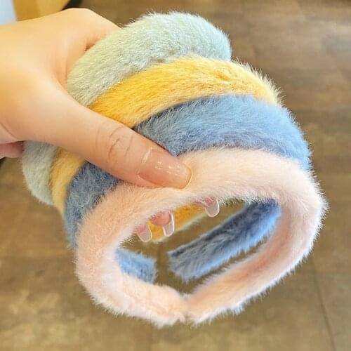 2021 Autumn New Women Girls Colorful Plush Hairbands Sweet Hair Decorate Headband Headwear Hair Hoops Fashion Hair Accessories