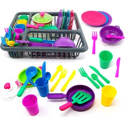 Toy Dish Rack Set Kitchen Storage Holder Drainer Bowl Tableware Plate Portable Drying Rack Home Shelf Dinnerware Organizer