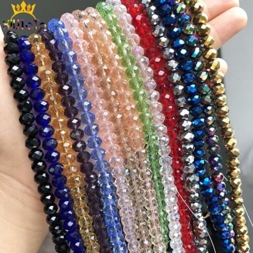 Multicolor Glass Crystal Rondelle Beads Faceted Loose Spacer Beads For DIY Jewelry DIY Making Bracelet 15'' 4 6 8 10 12 14mm