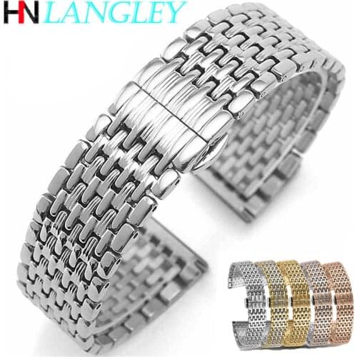 High Quality Watch Band Accessories Butterfly Buckle WatchStrap Solid Stainless Steel Watch Strap 12 14 16 18 20 22mm Watchbands