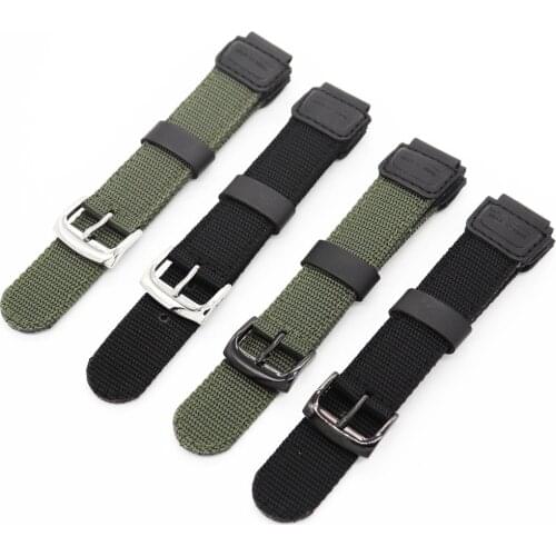 18mm Nylon Canvas Watch Strap for Casio SGW-300/400/500H W-735H W-S200H AE-1200/1000W AEQ-110W AQ-S810 Replacement Band Bracelet