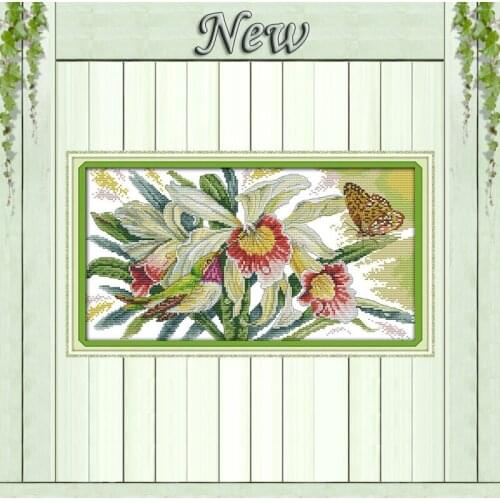 Butterflies over Flowers decor painting counted print on canvas DMC 14CT 11CT Chinese Cross Stitch Needlework Set Embroider kits