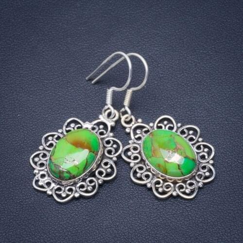 Natural Turquoise Handmade Unique 925 Sterling Silver Earrings 1.5" B2545