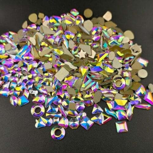 Mix 100PCS Random Crystal AB Nail Rhinestones Flatback Strass Shiny Glass Nail Stones Gems For DIY Nails Art Decoration