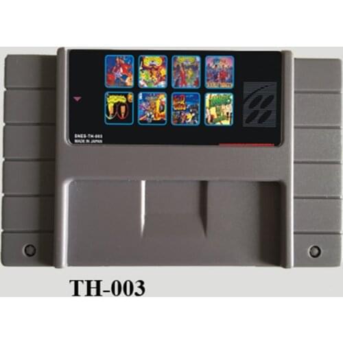 TH003 8 In 1 Game Collection 16 Bit Big Gray Game Card For NTSC USA Game Console