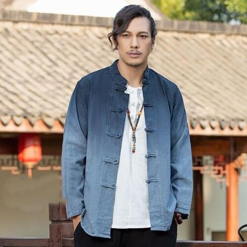 Traditional Chinese Clothing For Men Tang Suit Plus Size Hanfu Men Kung Fu Clothes Mandarin Collar Long Sleeve Coats Male 30497