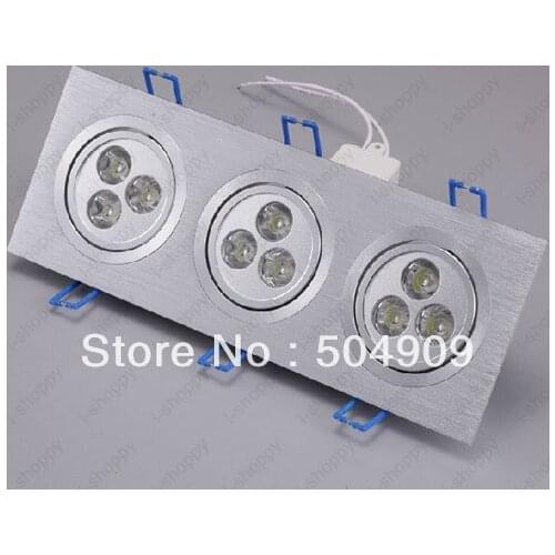 9W(3*3W) 9-LED Tri-Head Recessed Ceiling Cabinet Down Light Fixture Downlight/Spotlight Bulb Lamp Rectangle AC 110V/220V