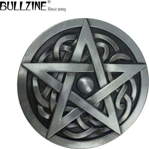 The Bullzine star celtic knot belt buckle with pewter finish FP-03384 suitable for 4cm width snap on belt
