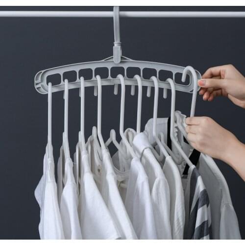 9 Hole Space Saving Magic Coat Hanger Rotatable Clothe Rack Multifunctional Folding Hanger Clothes Storage Home Organizer