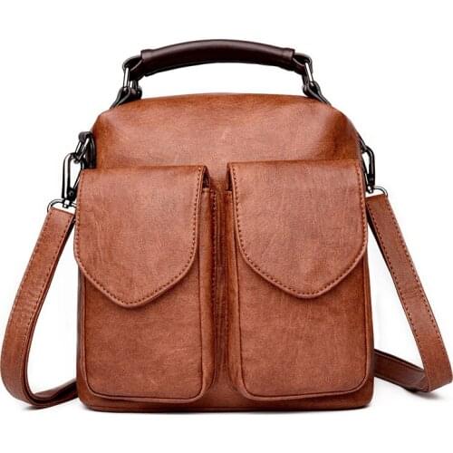 Vintage women backpack high quality PU leather school backpacks for teenage girls casual large capacity shoulder bags tote bags