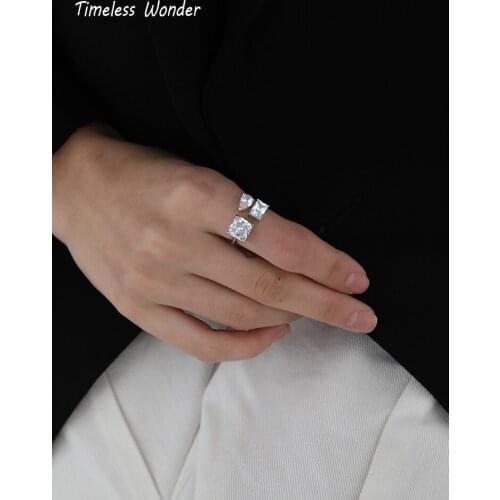 Timeless Wonder Amazing Geo Crystal Cut Cocktail Rings Women Jewelry Punk Designer Boho Trendy Top Hiphop Ins Gorgeous Gift 1242